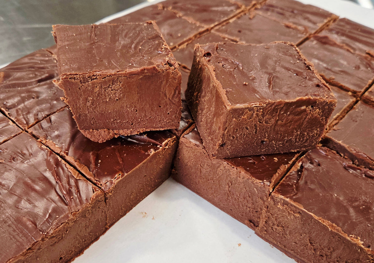 Rich chocolate fudge squares, handmade in Billings, Montana