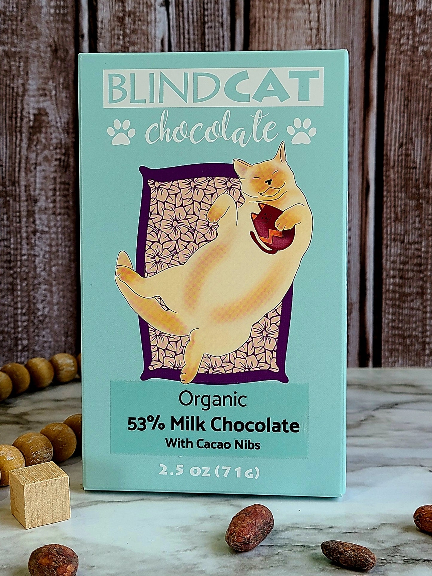 53% Organic Milk Chocolate with Cacao Nibs