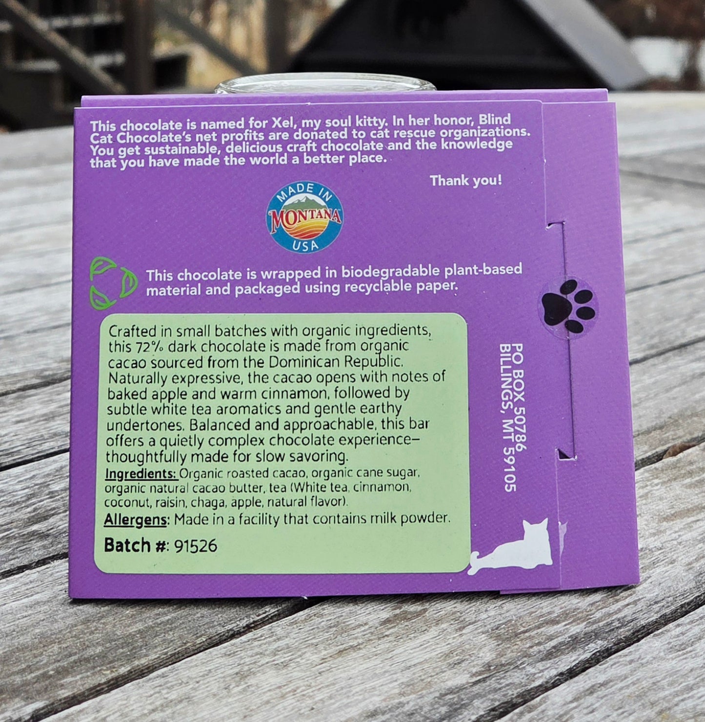 72% Dark Chocolate, Cinnamon Chaga Tea