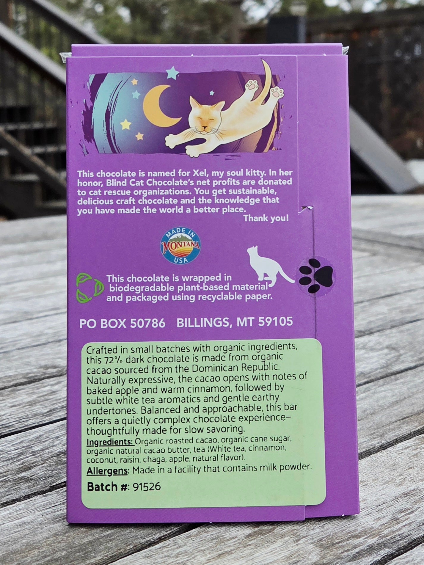 72% Dark Chocolate, Cinnamon Chaga Tea